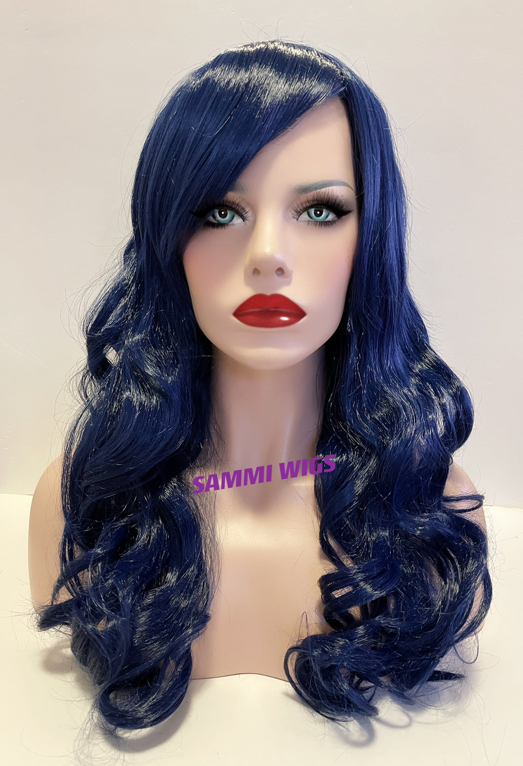 Blue black deals curly wig