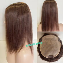 Load image into Gallery viewer, Hand made monofilament 100 % human hair hair topper
