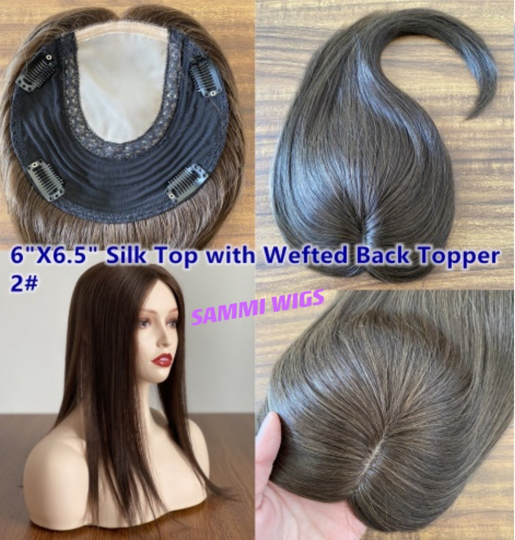 Preorder 100% virgin human hair natural brown silk top topper