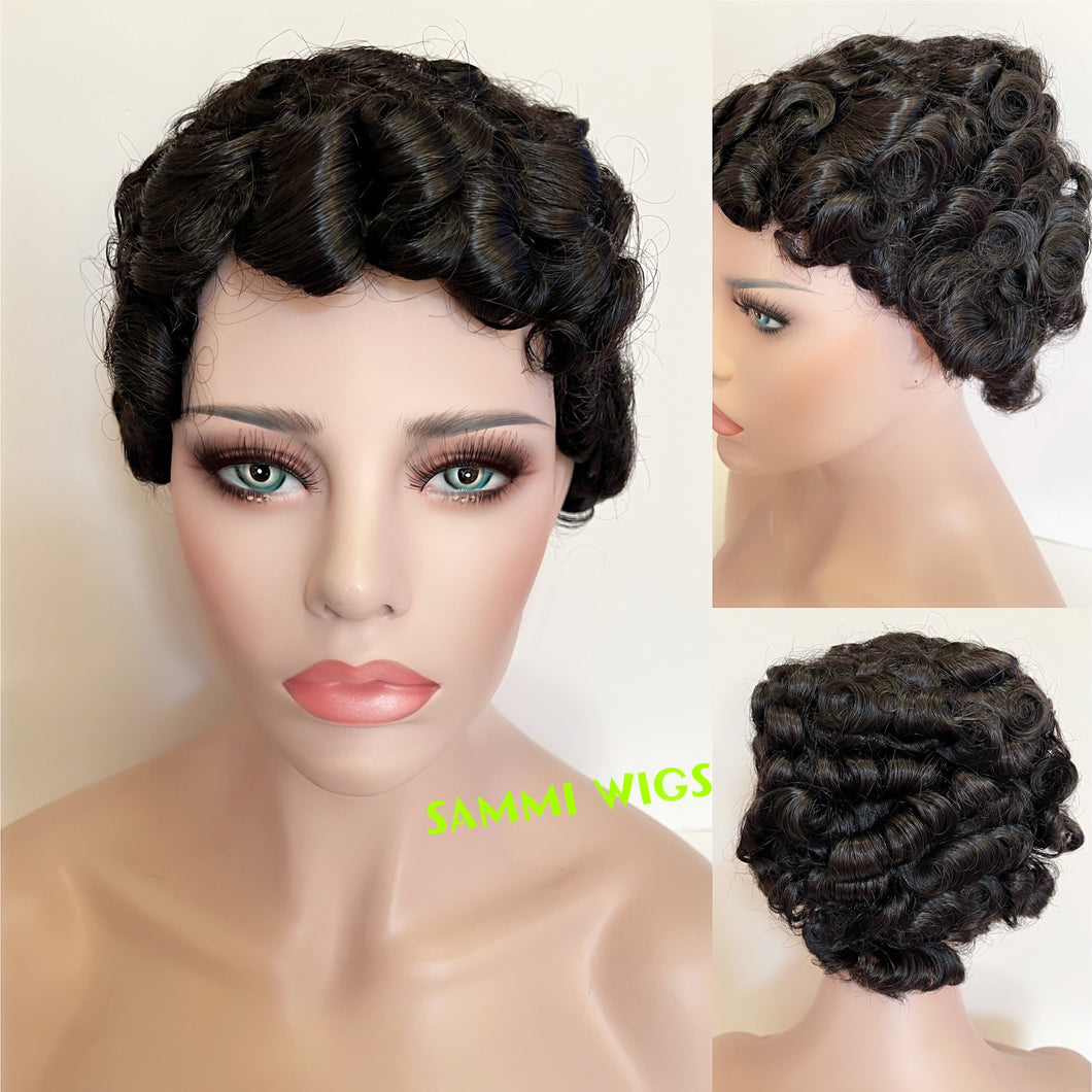 1993 Short black wig with vintage curl