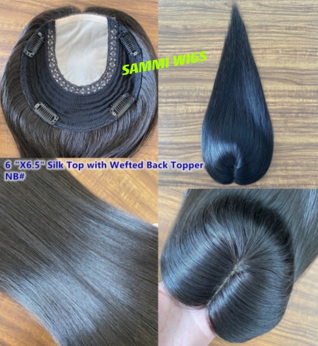 Preorder 100% virgin human hair natural black silk topper