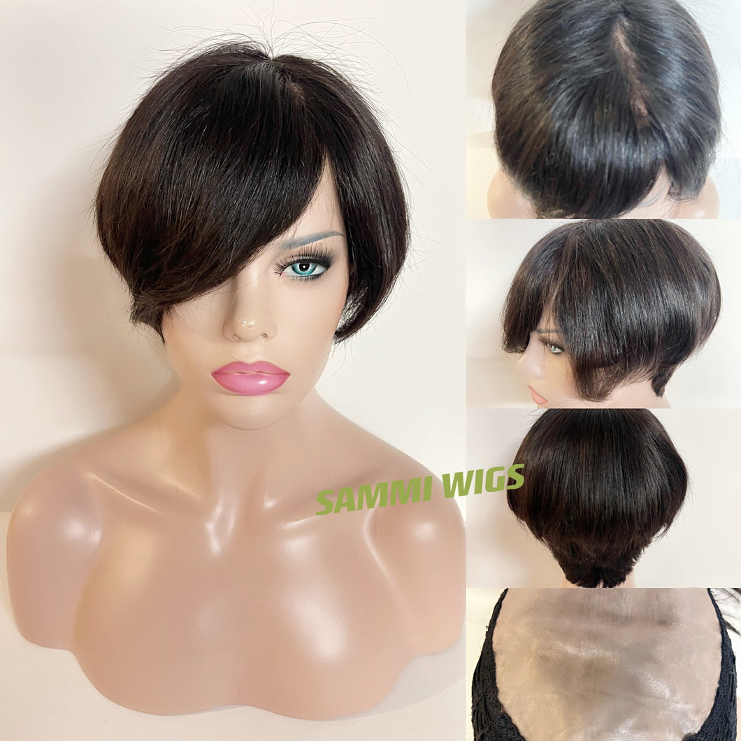 All hand made short 100% human hair wig